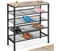 Tectake Shoe Rack Bournemouth - Surface Shelf And 4 Grid Shelves, Industrial Style - - Industrial Wood Light, Oak Sonoma
