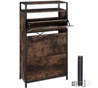 Tectake Slim Rack - 2 Storage Shelves, 3 Tilt Drawers With 2 Racks Per, Industrial Style - 61 Cm - Industrial Wood Dark, Rustic