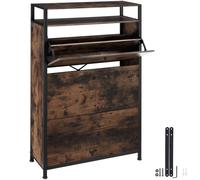 tectake Shoe Rack Buffalo 81 Cm - Industrial Wood Dark, Rustic in Dark Brown TECTAKE Dark Brown