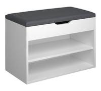 Tectake Shoe Rack Jasmina - Bench With Cushion, 2 Shelves For 6 Pairs Of Shoes, Hinged Lid - 60 Cm - White