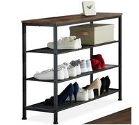 Tectake Shoe Rack Portsmouth - Surface Shelf And 3 Grid Shelves, Industrial Style - - Industrial Wood Dark, Rustic