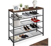 Tectake Shoe Rack Sheffield - Storage Shelf And 4 Grid Shelves, Industrial Style - - Industrial Wood Dark, Rustic