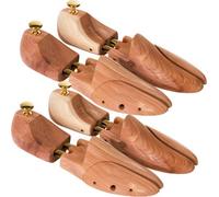 Tectake Shoe Stretchers - 2 Pairs, Cedar Wood & Brass, Absorbs Moisture, For Women & Men 46-48 - Brown