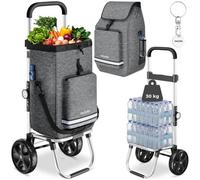 Tectake Shopping Trolley 3-In-1 Foldable Cart With Cooler Bag - Grey
