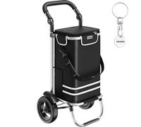 tectake Shopping Trolley 3-In-1 Foldable Cart With Cooler Bag in Black TECTAKE Black