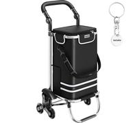 tectake Shopping Trolley 3-In-1 Foldable Cart With Cooler Bag in Black TECTAKE Black