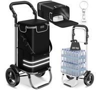 Tectake Shopping Trolley, 3-In-1, Foldable, With Cooler Bag - Black