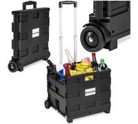 tectake Shopping Trolley - Hard Shell, Foldable, Telescopic Handle, Castors in Black TECTAKE Black