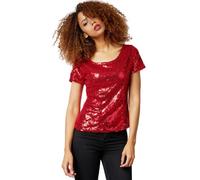 Tectake Short Sleeve Sequin Top -303727 - Bordeaux M