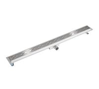 Tectake Shower Drain - Linear Shape, Stainless Steel, Odour Stop And Hair Strainer 100 Cm - Grey