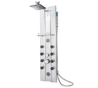 Tectake Shower Panel - Rain Shower, Hand Shower, 10 Massage Jets, Glass Shelf - Silver