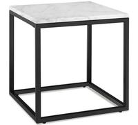 Tectake Side Table Alysia With Marble-Look Tabletop And Steel Frame In Square Design - Black/white