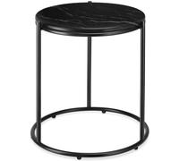 tectake Side Table Ellsa Black Marble Top Side Table - Size: 50.5 x 43 x 43cm - Wilko
