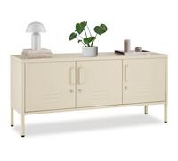 Tectake Sideboard Baker, With Lockable Doors And Cable Management 35 Cm - Cream