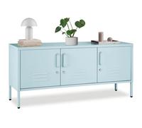 Tectake Sideboard Baker, With Lockable Doors And Cable Management 35 Cm - Grey/blue