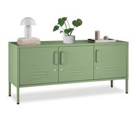 Tectake Sideboard Baker, With Lockable Doors And Cable Management 35 Cm - Sage Green