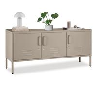 Tectake Sideboard Baker, With Lockable Doors And Cable Management 35 Cm - Taupe