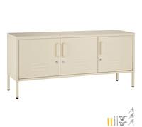 Tectake Sideboard Baker, With Lockable Doors And Cable Management 35 Cm - Cream