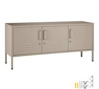 tectake Sideboard Baker, With Lockable Doors & Cable Management in Taupe TECTAKE Taupe