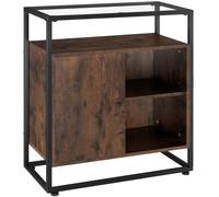 Tectake Cabinet Coventry 70X38X80.5Cm With Display Shelves, Cupboard And Glass Top - Brown