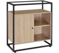 Tectake Cabinet Coventry 70X38X80.5Cm With Display Shelves, Cupboard And Glass Top - Light Brown