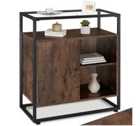 Tectake Cabinet Coventry 70X38X80.5Cm With Display Shelves, Cupboard And Glass Top - Brown