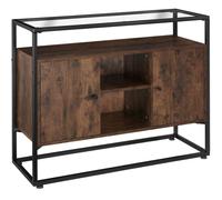 tectake Sideboard Oldham - Glass Top, Open Shelves, 2 Storage Compartments in Brown TECTAKE Brown