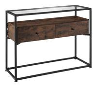 Reading Slim Sideboard with Two Shelves and Two Drawers - Dark Wood, none
