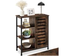 Tectake Sideboard Runcorn 4 Tiers, 1 Cupboard, Door Hinge Right - Brown, Brown