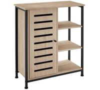 tectake Sideboard - Surface Top, 3 Open Shelves, Industrial Light in Light Oak TECTAKE Light Oak
