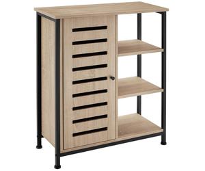 tectake Sideboard - Surface Top, 3 Open Shelves, Industrial Light in Light Oak TECTAKE Light Oak