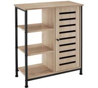 Tectake Sideboard - Surface Top, 3 Open Shelves, 1 Cabinet With Adjustable Shelves - Industrial Wood Light, Oak Sonoma