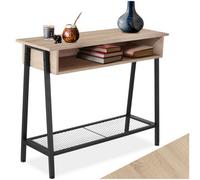 Tectake Sideboard Tralee 100x35x80.5cm w/ Slim Design And Built-in Storage - Light Brown, Brown