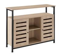 tectake Sideboard Warrington - 2 Large Shelves, 3 Storage Compartments in Light Brown TECTAKE Light Brown