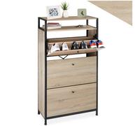 Tectake Slim Rack - 2 Storage Shelves, 3 Tilt Drawers With 2 Racks Per, Industrial Style - 61 Cm - Industrial Wood Light, Oak Sonoma