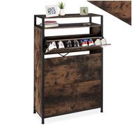 Tectake Slim Shoe Cabinet, 81cm - Brown, Brown