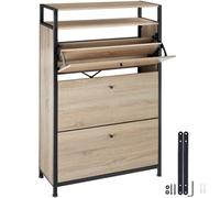 Tectake Slim Rack - 2 Storage Shelves, 3 Tilt Drawers With 2 Racks Per, Industrial Style - Industrial Wood Light, Oak Sonoma