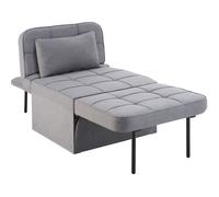 Grey Jumbo Single Chair Sofa Bed Seater Fold Out Futon Guest Furniture Stool