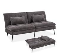 Tectake Sofa Bed Tokio 3-In-1, 6-Position Reclining Backrest - 175 Centimetre Grey