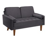 Tectake Sofa Skagen 2-Seater, Seat Cushions With Spring Core, 300 Kg - 76 Centimetre Velvet Look Grey
