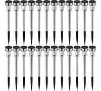 Tectake Solar Garden Lights Set Of 24 - Led, With Ground Spike, Automatic Switch-On - Silver