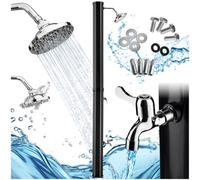 Tectake Solar Shower Ofanto - 35 Litre, Warm Water, Rain Shower Head, Including Tap - 217 Centimetre - Black