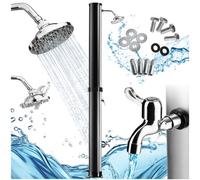 Tectake Solar Shower Orinoco - 38 Litre, Warm Water, Rain Shower Head, Including Tap - 222 Centimetre - Black/silver
