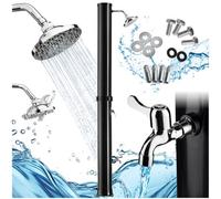 Tectake Solar Shower Orinoco - 38 Litre, Warm Water, Rain Shower Head, Including Tap - 222 Centimetre - Black
