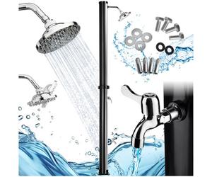 Tectake Solar Shower Tinto - 20 Litre, Warm Water, Rain Shower Head, Including Tap - 221 Centimetre - Black