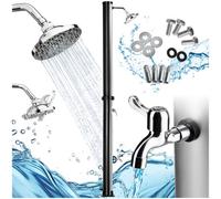 Tectake Solar Shower Tinto - 20 Litre, Warm Water, Rain Shower Head, Including Tap - 221 Centimetre - Black/silver
