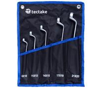 Tectake Spanner Set - Double-Ended Wrench, 5-Piece, 8 - 22 mm, Including Roll Bag - Black