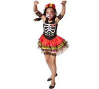 Girls Costume Zombie Skeleton Bones Mexican Tutu Fancy Dress Carnival Halloween