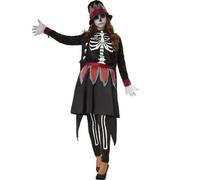 Womens Costume Spooky Skull Lady Day of the Dead Fancy Dress Carnival Halloween