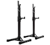 tectake® 2-Piece Weight Rack in Robust Steel, 12-Step Height-Adjustable Squat Rack with 150 kg Load Capacity, Compact Barbell Stand with Non-Slip Feet, Ideal Power Rack for Squats & Bench Press